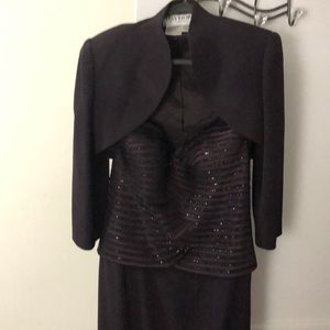 2 pc bugle beaded corset gown w/ jacket